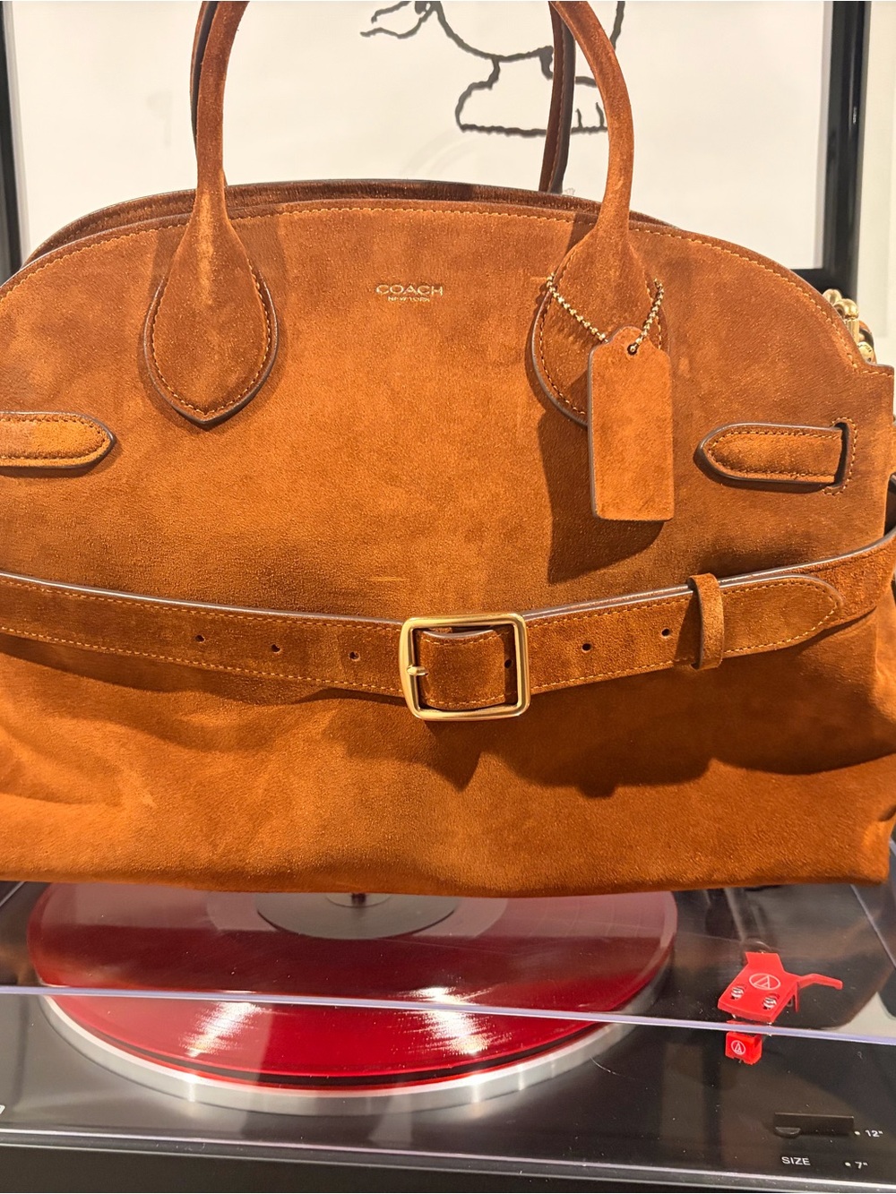Coach Suede Satchel in Chestnut